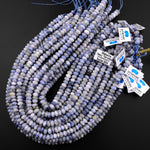 Rare Afghanite Blue Sodalite in Calcite Faceted 6mm 8mm 10mm Rondelle Beads 15.5" Strand