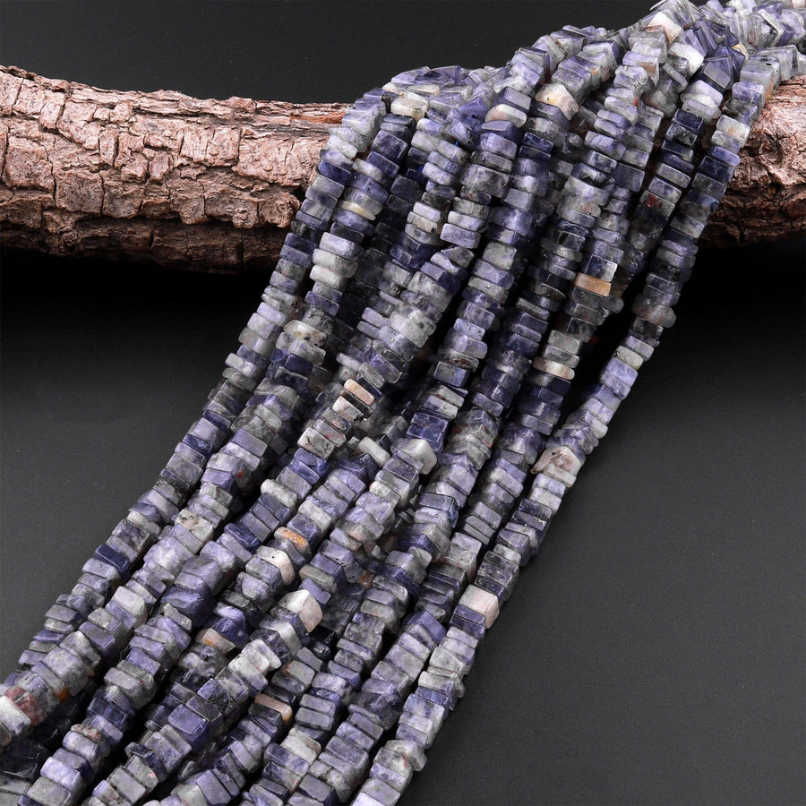Natural Iolite 6mm Thin Square Heishi Disc Beads 15.5" Strand