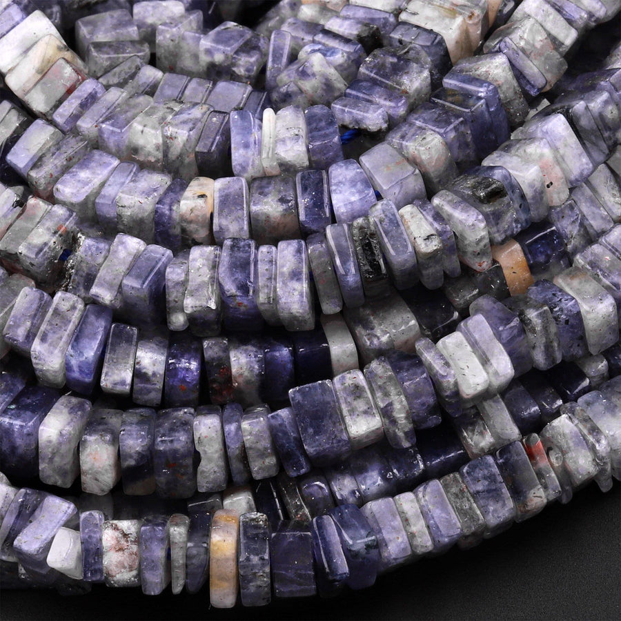 Natural Iolite 6mm Thin Square Heishi Disc Beads 15.5" Strand