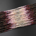 Micro Faceted Multicolor Mixed Gemstone Round Beads 3mm Red Garent Fluorite Golden Obsidian 15.5" Strand