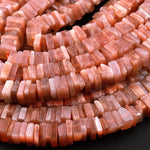 Natural Sunstone Thin Square Heishi Disc Beads 6mm Gemstone 15.5" Strand