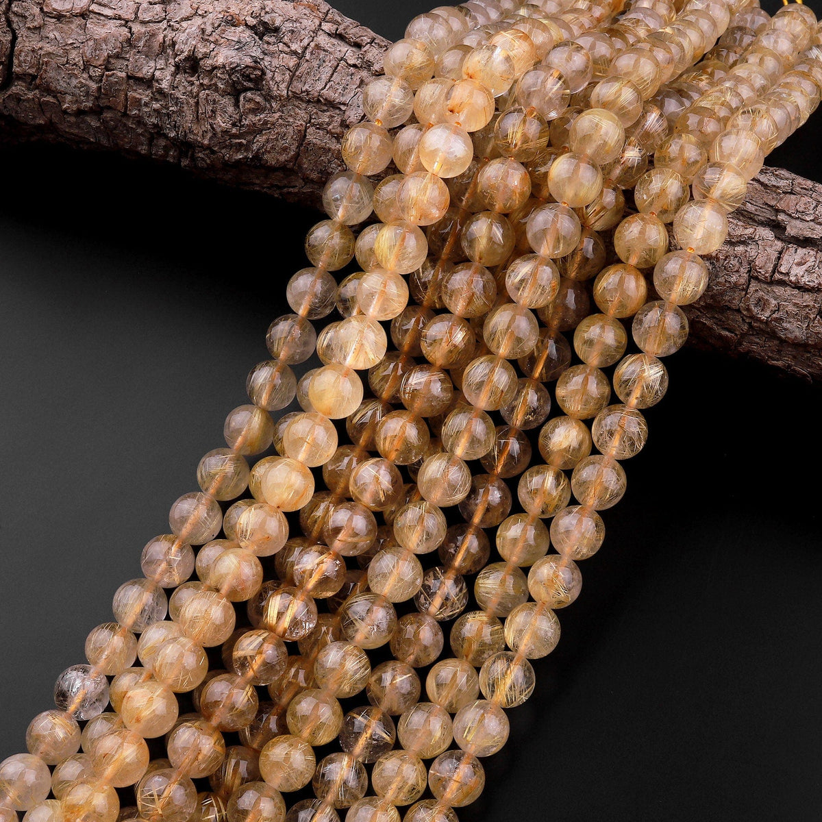 Natural Golden Rutilated Quartz Beads | Gemstone Wholesale