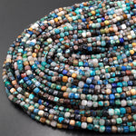 Natural Arizona Chrysocolla Faceted 4mm Cube Dice Square Beads Micro Laser Diamond Cut 15.5" Strand