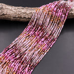 Micro Faceted Multicolor Ruby Sapphire Gemstone Round Beads 3mm 15.5" Strand