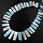 Natural Amazonite Rectangle Rectangular Beads Spike Stick Slice Focal Pendant Cleopatra Style Fan Shaped 15.5" Strand