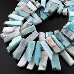Natural Amazonite Rectangle Rectangular Beads Spike Stick Slice Focal Pendant Cleopatra Style Fan Shaped 15.5" Strand