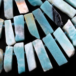 Natural Amazonite Rectangle Rectangular Beads Spike Stick Slice Focal Pendant Cleopatra Style Fan Shaped 15.5" Strand