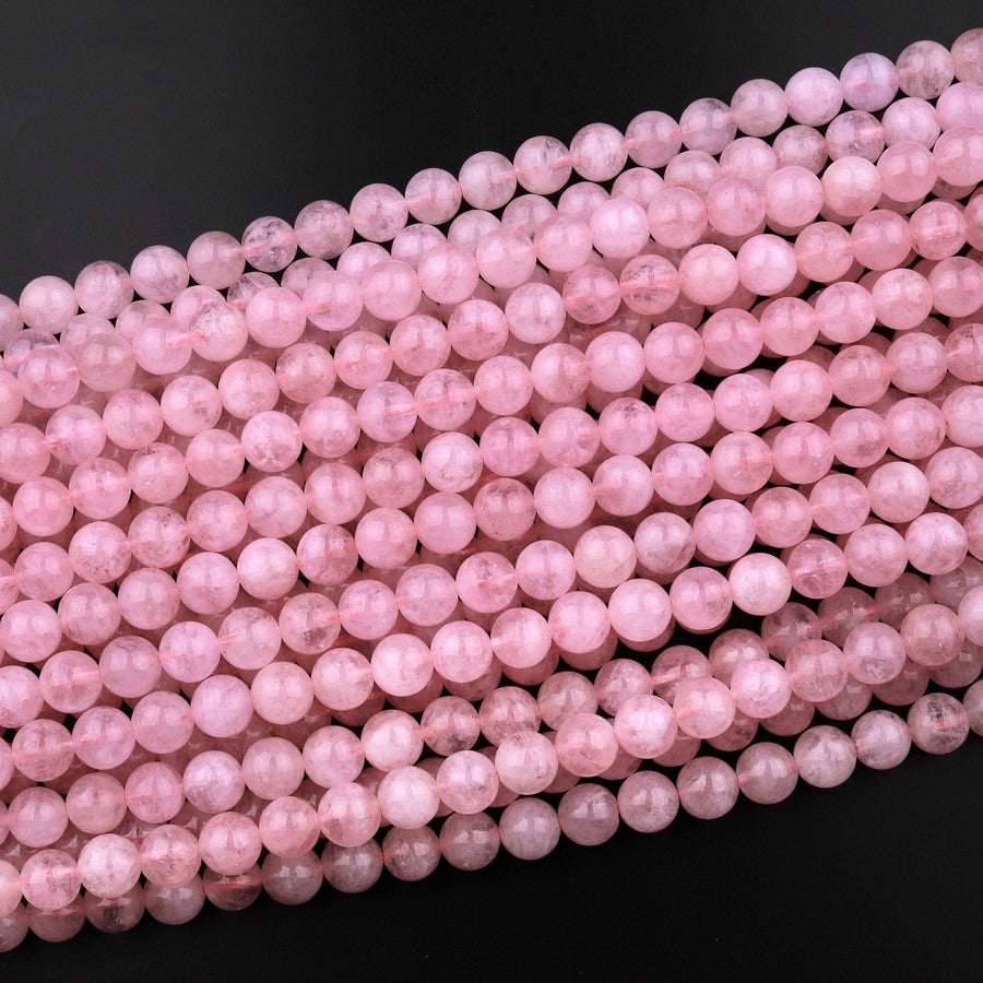 AAA Natural Morganite Beads Smooth 6mm 8mm 10mm 12mm 14mm Round Beads Pink Beryl Aquamarine Gemstone 15.5" Strand