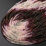 Micro Faceted Multicolor Mixed Gemstone Round Beads 3mm Red Garent Fluorite Golden Obsidian 15.5" Strand