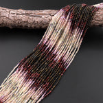 Micro Faceted Multicolor Mixed Gemstone Round Beads 3mm Red Garent Fluorite Golden Obsidian 15.5" Strand