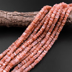 Natural Sunstone Thin Square Heishi Disc Beads 6mm Gemstone 15.5" Strand