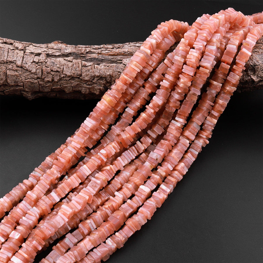 Natural Sunstone Thin Square Heishi Disc Beads 6mm Gemstone 15.5" Strand