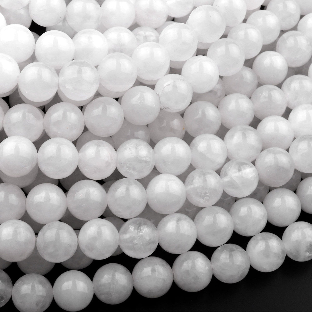 Faceted Natural White Jade Gemstone Round Loose Beads on a 15.5 Stran – AD  Beads