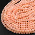 Natural Peach Chalcedony Smooth Round Beads 6mm 8mm 10mm Gemstone 15.5" Strand