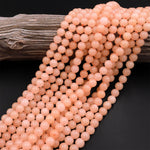 Natural Peach Chalcedony Smooth Round Beads 6mm 8mm 10mm Gemstone 15.5" Strand
