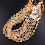 Natural Golden Citrine Beads 8mm 10mm Faceted Diamond Bicone Gemstone 15.5" Strand