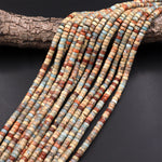 Genuine Natural Snake Skin Jasper 6mm 8mm 10mm Heishi Beads Earthy Blue Rusty Red Brown Tan Stone Aka African Opal 15.5" Strand