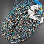 Natural Arizona Chrysocolla Faceted 4mm Cube Dice Square Beads Micro Laser Diamond Cut 15.5" Strand