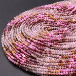 Micro Faceted Multicolor Ruby Sapphire Gemstone Round Beads 3mm 15.5" Strand