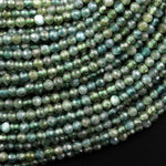Rare Faceted Natural Green Apatite 3mm Round Beads 15.5" Strand