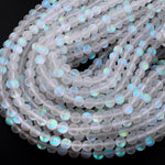Mermaid Stone beads Aka Mystic Aura Quartz White Matte Synthetic Rainbow Moonstone 6mm 8mm 10mm Round Beads 15.5" Strand