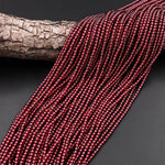 AAA Natural Red Garnet 3mm 4mm Round Beads 15.5" Strand