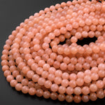 Natural Peach Chalcedony Smooth Round Beads 6mm 8mm 10mm 15.5" Strand