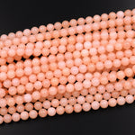 Natural Peach Chalcedony Smooth Round Beads 6mm 8mm 10mm Gemstone 15.5" Strand