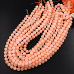 Natural Peach Chalcedony Smooth Round Beads 6mm 8mm 10mm Gemstone 15.5" Strand