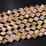 Natural Golden Citrine Beads 8mm 10mm Faceted Diamond Bicone Gemstone 15.5" Strand