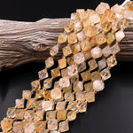 Natural Golden Citrine Beads 8mm 10mm Faceted Diamond Bicone Gemstone 15.5" Strand