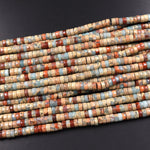 Genuine Natural Snake Skin Jasper 6mm 8mm 10mm Heishi Beads Earthy Blue Rusty Red Brown Tan Stone Aka African Opal 15.5" Strand