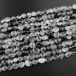 Natural Black Tourmaline Rutile Quartz Freeform Oval Pebble Nugget Beads Gemstone 15.5" Strand