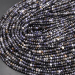 Natural Iolite Faceted 4mm Rondelle Beads Genuine Real Gemstone Beads 15.5" Strand