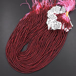 AAA Natural Red Garnet 3mm 4mm Round Beads 15.5" Strand