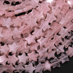 Carved Natural Pink Rose Quartz Star Beads 10mm Gemstone Choose from 20pcs, 40pcs