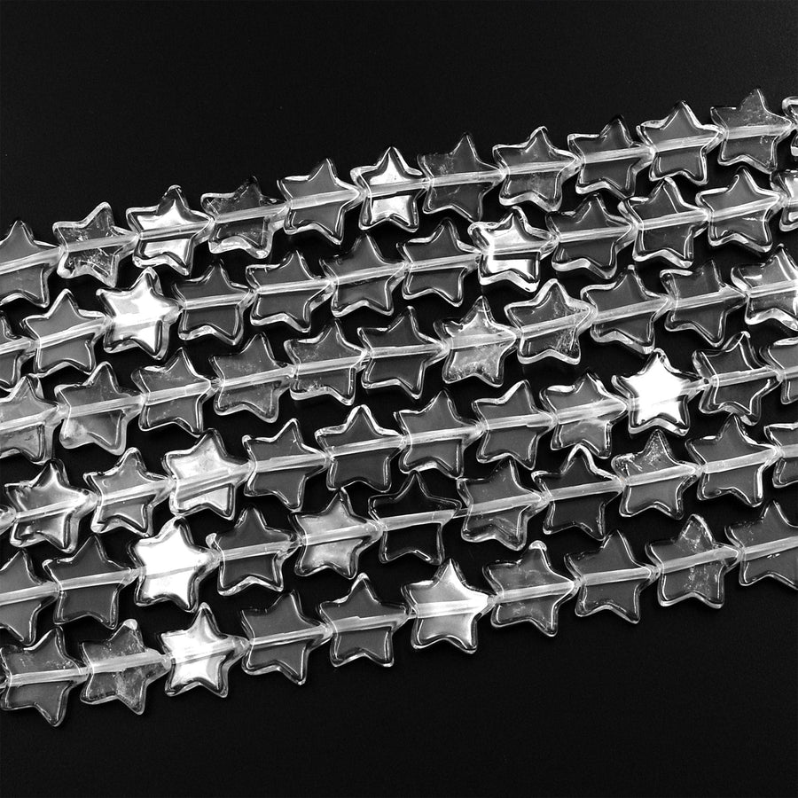 Carved Natural Rock Quartz Star Beads 10mm Gemstone Choose from 20pcs, 40pcs