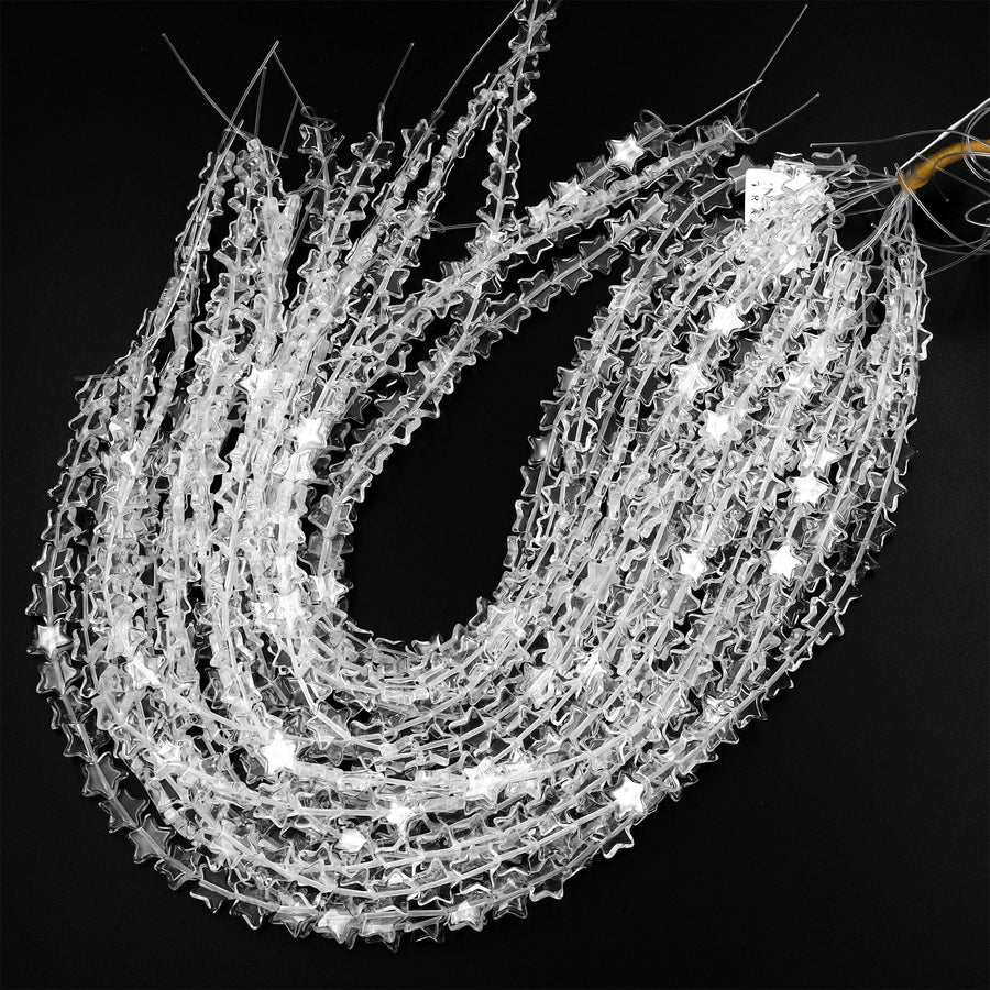 Carved Natural Rock Quartz Star Beads 10mm Gemstone Choose from 20pcs, 40pcs