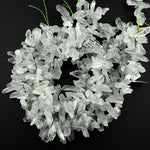 Large Long Natural Green Quartz Rough Raw Hand Hammered Spike Beads Top Drilled Focal Pendant 15.5" Strand