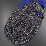 Natural Iolite Faceted 4mm Rondelle Beads Genuine Real Gemstone Beads 15.5" Strand