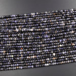 Natural Iolite Faceted 4mm Rondelle Beads Genuine Real Gemstone Beads 15.5" Strand