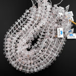 Natural Rock Crystal Quartz Beads W/ Golden Copper Red Iron Matrix Faceted Rondelle Wheel 15.5" Strand