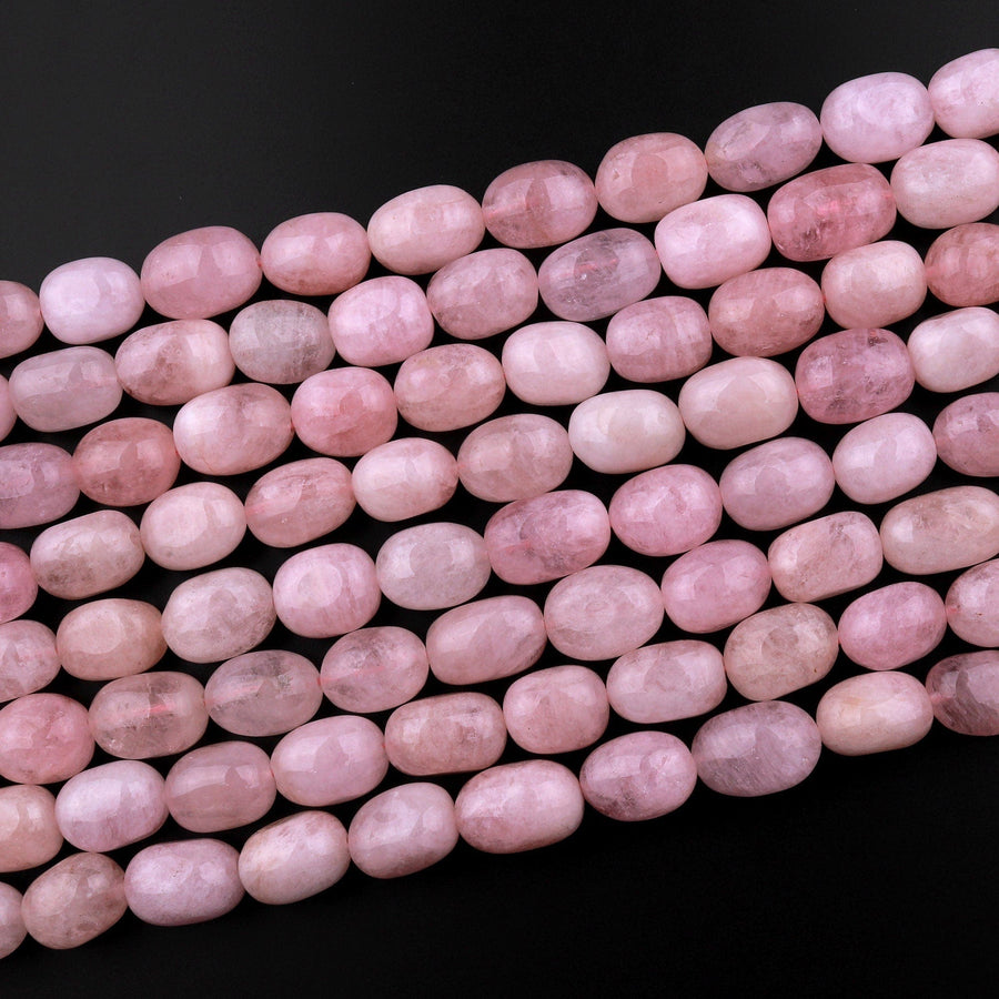 Natural Pink Morganite Smooth Nuggets Beads Aka Pink Aquamarine Highly Polished Smooth Gemstone 15.5" Strand