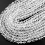 Genuine Natural Rock Quartz Faceted 4mm 5mm 6mm 8mm Round Beads Geometric Diamond Cut 15.5" Strand