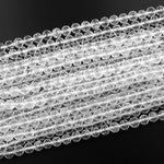 Genuine Natural Rock Quartz Faceted 4mm 5mm 6mm 8mm Round Beads Geometric Diamond Cut 15.5" Strand