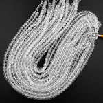 Genuine Natural Rock Quartz Faceted 4mm 5mm 6mm 8mm Round Beads Geometric Diamond Cut 15.5" Strand