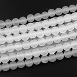 Large Hole Beads 2.5mm Drill Matte Natural Rock Quartz 8mm 10mm Round Beads 8" Strand