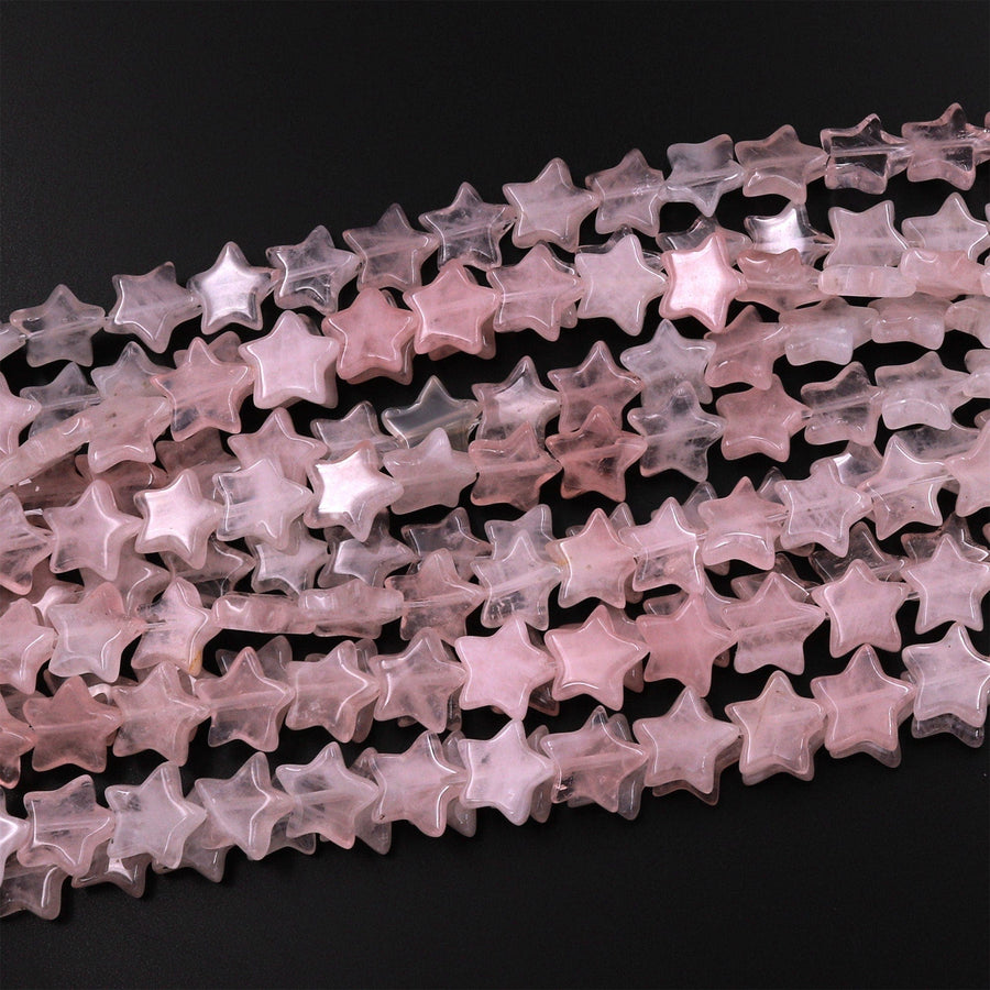 Carved Natural Pink Rose Quartz Star Beads 10mm Gemstone Choose from 20pcs, 40pcs