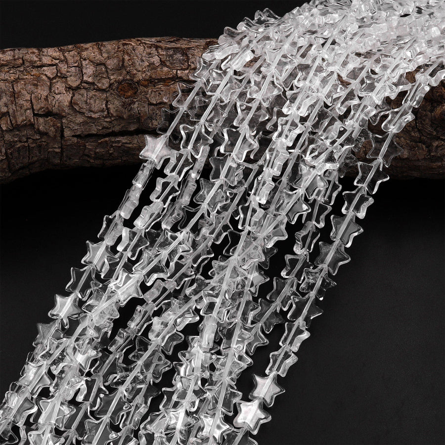 Carved Natural Rock Quartz Star Beads 10mm Gemstone Choose from 20pcs, 40pcs