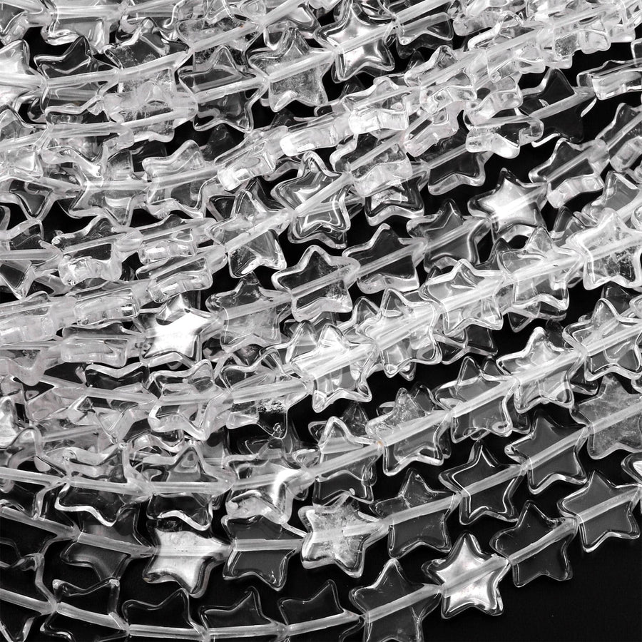 Carved Natural Rock Quartz Star Beads 10mm Gemstone Choose from 20pcs, 40pcs